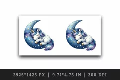 Watercolor cute unicorn starry night sky dozing on moon pillow print 20 oz tumbler skinny mug wrap clipart t-shirt sublimation printable design