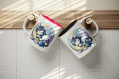 Watercolor cute unicorn starry night sky dozing on moon pillow print 20 oz tumbler skinny mug wrap clipart t-shirt sublimation printable design