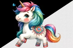 Watercolor cute unicorn trotting vibrant mane painted ceramics pattern print 20oz tumbler skinny mug wrap clipart t-shirt sublimation printable design