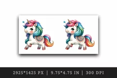 Watercolor cute unicorn trotting vibrant mane painted ceramics pattern print 20oz tumbler skinny mug wrap clipart t-shirt sublimation printable design