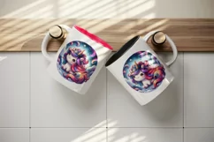 Watercolor cute unicorn vibrant mane swirling galaxies and cosmos print 20 oz tumbler skinny mug wrap clipart t-shirt sublimation printable design