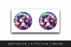Watercolor cute unicorn vibrant mane swirling galaxies and cosmos print 20 oz tumbler skinny mug wrap clipart t-shirt sublimation printable design