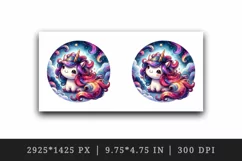 Watercolor cute unicorn vibrant mane swirling galaxies and cosmos print 20 oz tumbler skinny mug wrap clipart t-shirt sublimation printable design