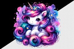 Watercolor cute unicorn vibrant mane swirling galaxy exploring cosmos print 20 oz tumbler skinny mug wrap clipart t-shirt sublimation printable design
