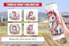 Tumbler Wrap Watercolor Cute Unicorn Product Image 1