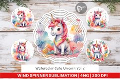 Wind Spinner Watercolor Cute Unicorn Product Image 1
