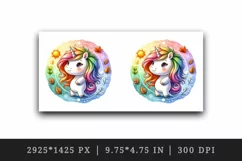 Watercolor cute unicorn with mane changes colors season beauty print 20 oz tumbler skinny mug wrap clipart t-shirt sublimation printable design