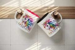 Watercolor cute unicorn with mane changes colors season beauty print 20 oz tumbler skinny mug wrap clipart t-shirt sublimation printable design