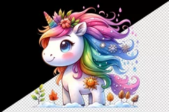 Watercolor cute unicorn with mane changes colors season beauty print 20 oz tumbler skinny mug wrap clipart t-shirt sublimation printable design