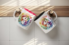 Watercolor cute unicorn with mane changes colors season beauty print 20 oz tumbler skinny mug wrap clipart t-shirt sublimation printable design