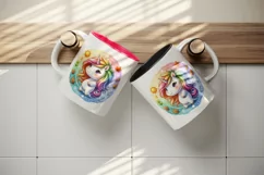 Watercolor cute unicorn with mane changes colors season beauty print 20 oz tumbler skinny mug wrap clipart t-shirt sublimation printable design