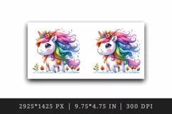 Watercolor cute unicorn with mane changes colors season beauty print 20 oz tumbler skinny mug wrap clipart t-shirt sublimation printable design