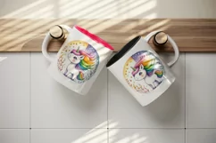 Watercolor cute unicorn with mane that changes colors season beauty print 20 oz tumbler skinny mug wrap clipart t-shirt sublimation printable design