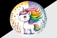Watercolor cute unicorn with mane that changes colors season beauty print 20 oz tumbler skinny mug wrap clipart t-shirt sublimation printable design