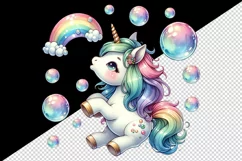 Watercolor cute unicorn with rainbow tail heart and bubbles print 20 oz tumbler skinny mug wrap clipart t-shirt sublimation printable design