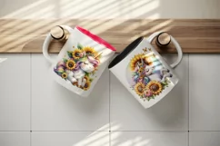 Watercolor cute unicorn with sunflowers basking in summer sun flowers print 20 oz tumbler skinny mug wrap clipart t-shirt sublimation printable design
