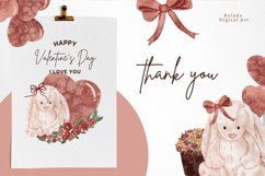 Watercolor Cute Valentines Bunny Clipart PNG illustrations