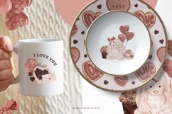 Watercolor Cute Valentines Bunny Clipart PNG illustrations