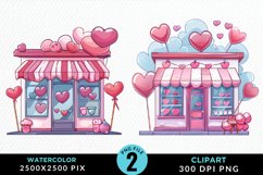 Watercolor Cute Valentines Candy Shop Clipart Product Image 1