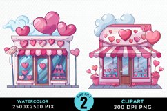 Watercolor Cute Valentines Candy Shop Art Clipart Product Image 1