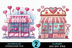 Watercolor Cute Valentines Candy Shop Art Clipart Product Image 1