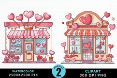 Watercolor Cute Valentines Candy Shop Clipart Product Image 1