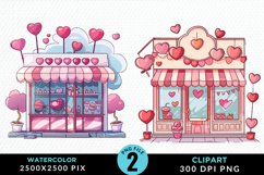 Watercolor Cute Valentines Candy Shop Art Clipart Product Image 1