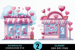 Watercolor Cute Valentines Candy Shop Clipart Product Image 1