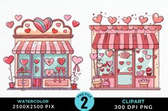 Watercolor Cute Valentines Candy Shop Clipart Product Image 1