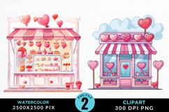Watercolor Cute Valentines Candy Shop Clipart Product Image 1