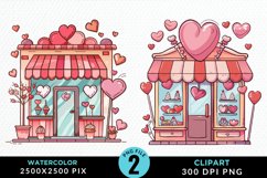 Watercolor Cute Valentines Candy Shop Clipart Product Image 1