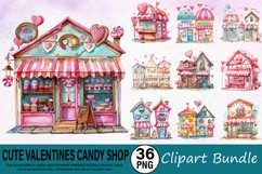 Watercolor Cute Valentines Candy Shop Clipart Bundle Product Image 1