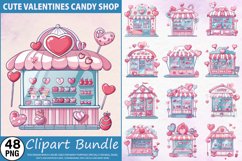Watercolor Cute Valentines Candy Shop Clipart Bundle Product Image 1