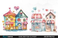 Watercolor Cute Valentines Candy Shop Clipart Product Image 1