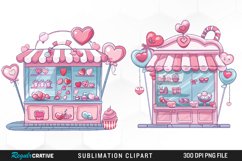 Watercolor Cute Valentines Candy Shop Graphic Clipart Product Image 1