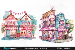 Watercolor Cute Valentines Candy Shop Clipart Product Image 1