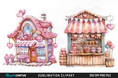 Watercolor Cute Valentines Candy Shop PNG Clipart Product Image 1