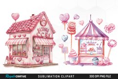 Watercolor Cute Valentines Candy Shop Clipart Product Image 1
