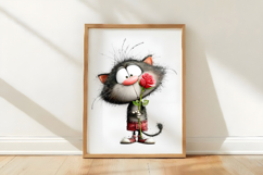 Watercolor Cute Valentines Kittens Clipart Product Image 3