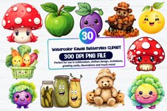 Watercolor Cute Veggies Clipart Bundle Product Image 1