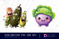 Watercolor Cute Veggies Clipart Bundle Product Image 2