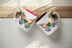 Watercolor cute vibrant butterfly summer insect print 20 oz tumbler skinny mug wrap clipart t-shirt sublimation printable design