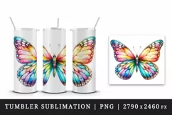 Watercolor cute vibrant butterfly summer insect print 20 oz tumbler skinny mug wrap clipart t-shirt sublimation printable design