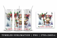 Watercolor cute viking ax decorated Merry Christmas greeting quote print 20 oz tumbler skinny mug wrap clipart t-shirt sublimation printable design