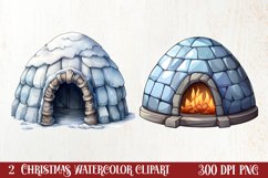 Watercolor Cute Winter Penguin Clipart, Christmas Clipart Product Image 1