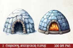 Watercolor Cute Winter Penguin Clipart, Christmas Clipart Product Image 1