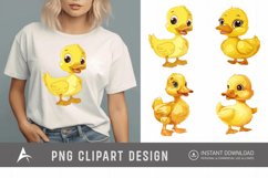 Watercolor Cute Yellow Duck Clipart Product Image 1