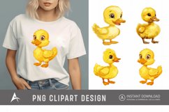 Watercolor Cute Yellow Duck Clipart Product Image 1