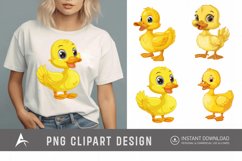 Watercolor Cute Yellow Duck Clipart Product Image 1