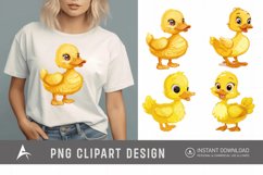 Watercolor Cute Yellow Duck Clipart Product Image 1